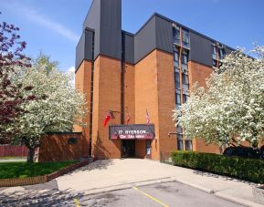 Hotel entrance at Alexandra Hotel.