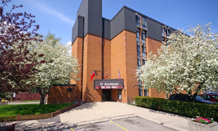 Hotel entrance at Alexandra Hotel.