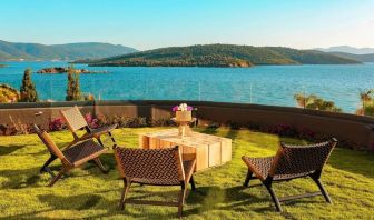 Seating area with sea view at Le Méridien Bodrum Beach Resort.