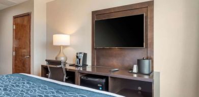 King room with TV and work space at Comfort Inn Prospect Park-Brooklyn.