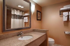 Private guest bathroom with shower at Best Western Plus Hotel & Conference Center.