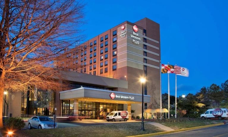 Hotel exterior at night at Best Western Plus Hotel & Conference Center.