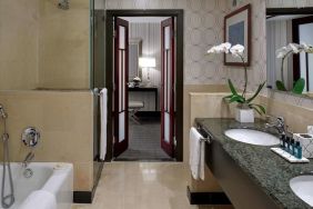 Guest bathroom with shower and bath at Sofitel Philadelphia At Rittenhouse Square.