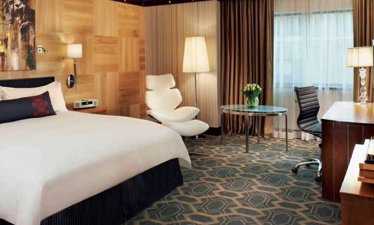 King bed with work station at Sofitel Philadelphia At Rittenhouse Square.