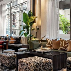 Hotel lounge and coworking space at Sofitel Philadelphia At Rittenhouse Square.