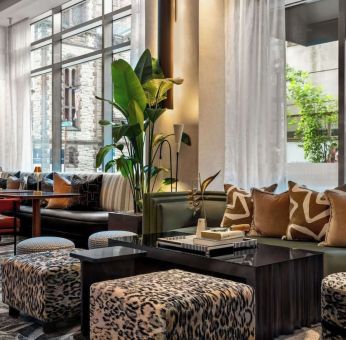 Hotel lounge and coworking space at Sofitel Philadelphia At Rittenhouse Square.