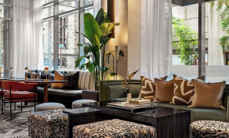 Hotel lounge and coworking space at Sofitel Philadelphia At Rittenhouse Square.