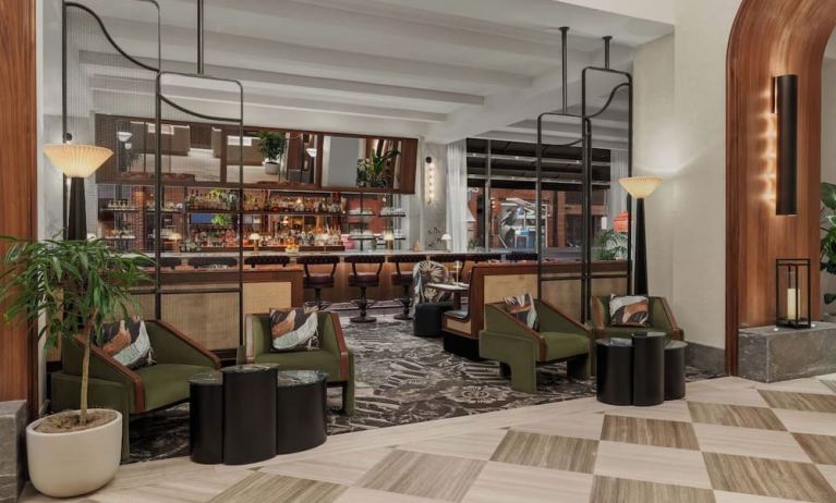 Lobby and lounge with bar area at Sofitel Philadelphia At Rittenhouse Square.