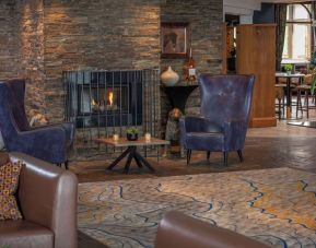 Fire place in the lobby at DoubleTree By Hilton Glasgow Westerwood.