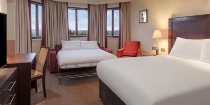 Day use room with TV and extra bed at DoubleTree By Hilton Glasgow Westerwood.