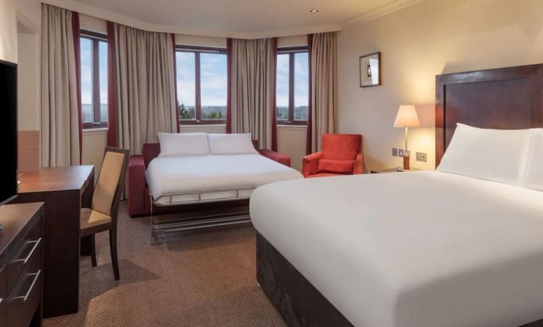 Day use room with TV and extra bed at DoubleTree By Hilton Glasgow Westerwood.