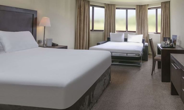 Spacious king room with extra roll out bed at DoubleTree By Hilton Glasgow Westerwood.