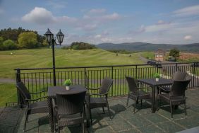 Outdoor terrace overlooking golf course at DoubleTree By Hilton Glasgow Westerwood.