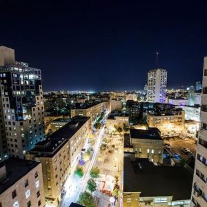 Hotel view at night at Prima Vera Hotel.