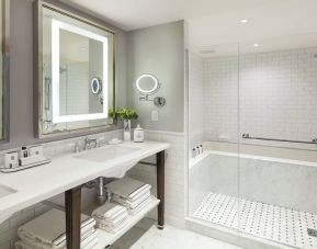 Guest bathroom with shower at InterContinental New York Barclay.