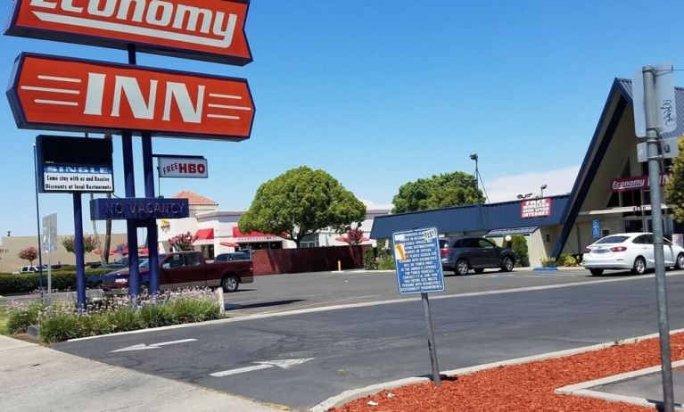 Hotel exterior at Economy Inn, Fresno.