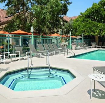 Outdoor pool area at Hyatt House Pleasanton.
