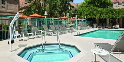 Outdoor pool area at Hyatt House Pleasanton.
