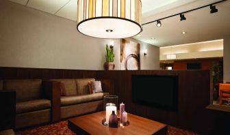 Romantic booths at the bar at Hyatt House Pleasanton.
