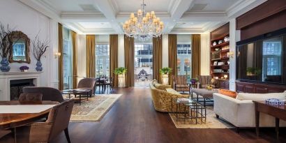 Lobby and coworking lounge at InterContinental New York Barclay.