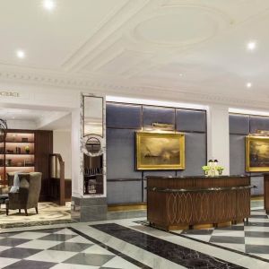 Lobby and coworking lounge at InterContinental New York Barclay.