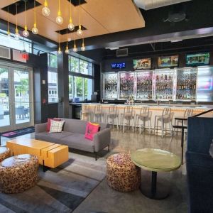 Coworking space and lounge at Aloft Miami Doral.
