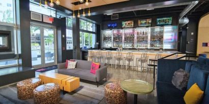 Coworking space and lounge at Aloft Miami Doral.
