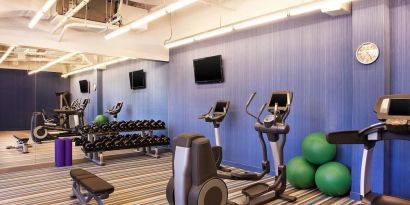 Fitness center at Aloft Miami Doral.
