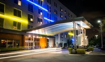 Hotel entrance at Aloft Miami Doral.
