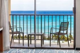 Day room with balcony and sea view at Hyatt Place Waikiki Beach.