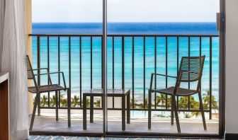 Day room with balcony and sea view at Hyatt Place Waikiki Beach.