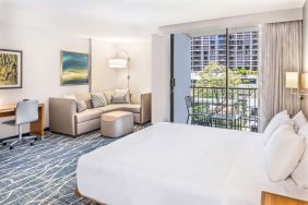 King suite with balcony at Hyatt Place Waikiki Beach.