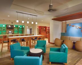 Lounge and lobby at Hyatt Place Waikiki Beach.