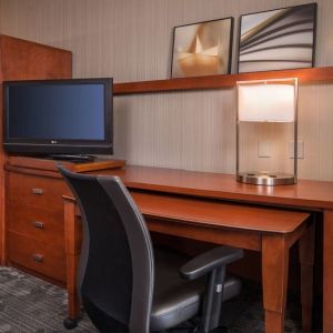 Business desk and TV at Courtyard Dulles Airport Chantilly.