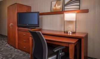 Business desk and TV at Courtyard Dulles Airport Chantilly.