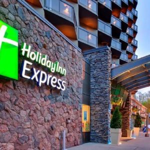 Hotel extrior at Holiday Inn Express Edmonton Downtown.