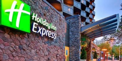 Hotel extrior at Holiday Inn Express Edmonton Downtown.