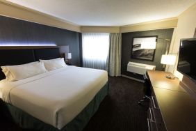 Romantic king room with TV at Holiday Inn Express Edmonton Downtown.