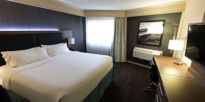 Romantic king room with TV at Holiday Inn Express Edmonton Downtown.