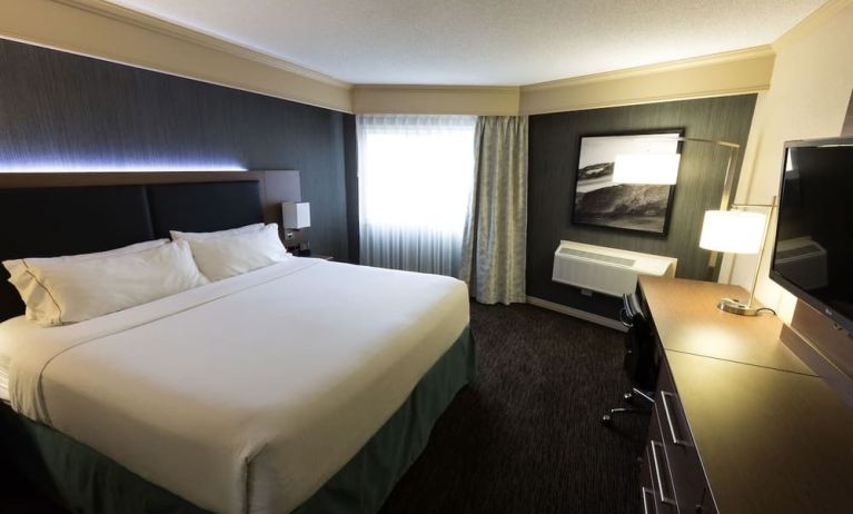 Romantic king room with TV at Holiday Inn Express Edmonton Downtown.