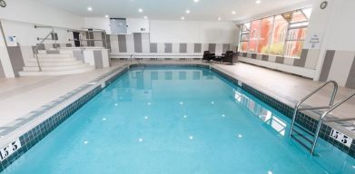 Indoor pool at Holiday Inn Express Edmonton Downtown.