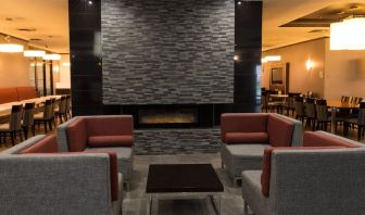 Lobby and lounge at Holiday Inn Express Edmonton Downtown.