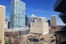 City view at Holiday Inn Express Edmonton Downtown.