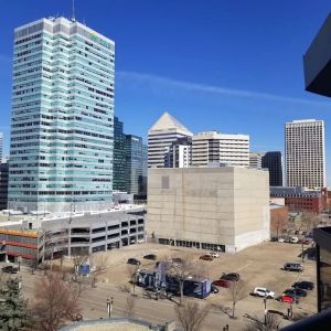 City view at Holiday Inn Express Edmonton Downtown.