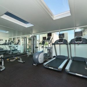 Fitness center at Holiday Inn Express Edmonton Downtown.