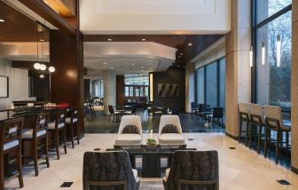 Lobby and bar area at Washington Dulles Marriott Suites.