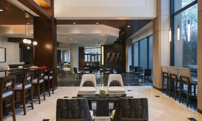 Lobby and bar area at Washington Dulles Marriott Suites.