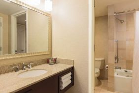 Guest bathroom with shower at Washington Dulles Marriott Suites.