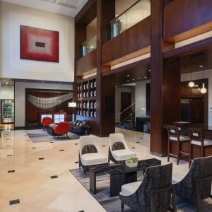 Lobby entrance at Washington Dulles Marriott Suites.