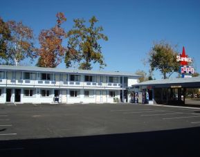 Hotel parking at Stardust Motel Redding.